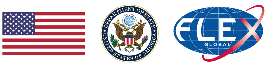US Flag, DOS, FLEX Global logos